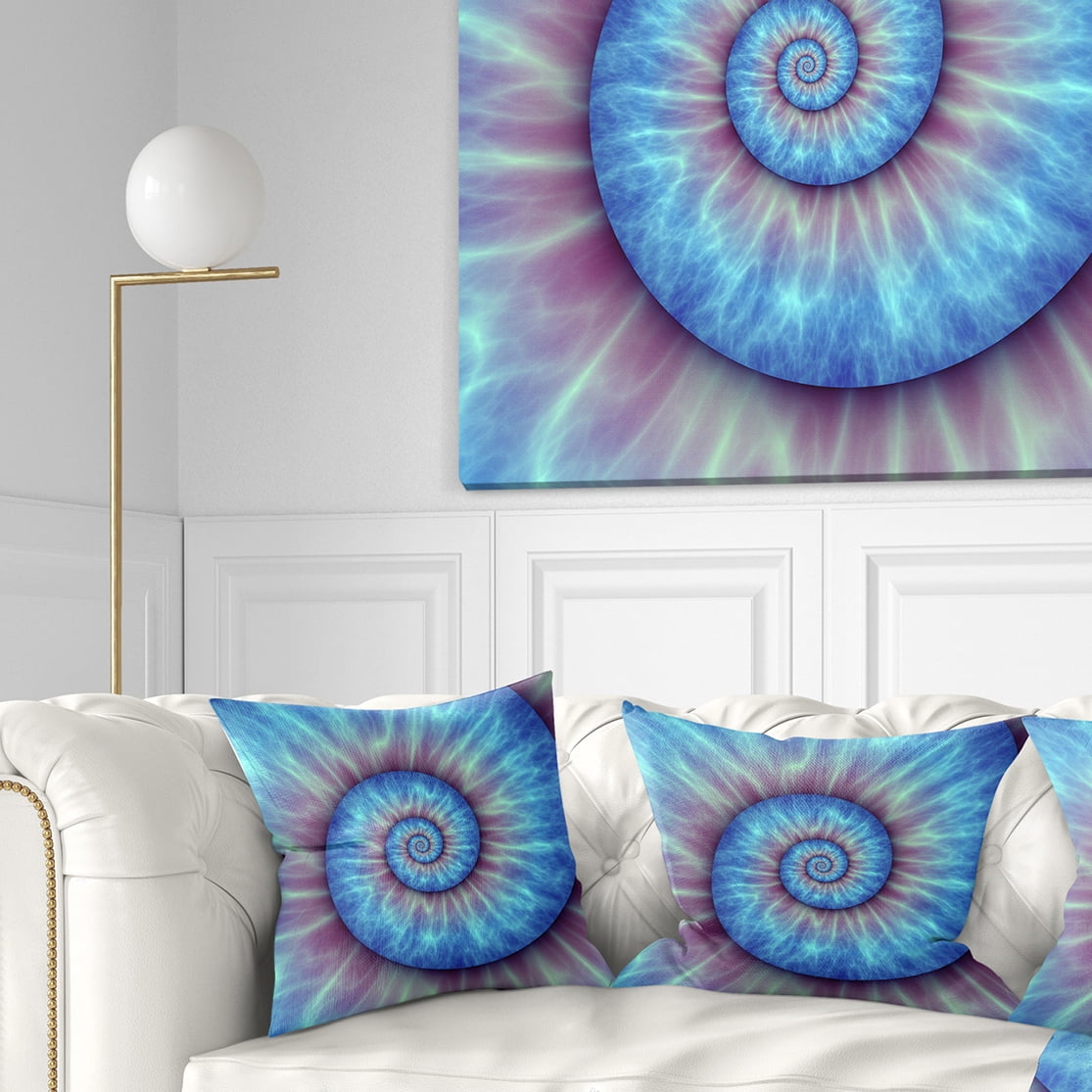 Designart Fibonacci Pattern Blue - Contemporary Throw Pillow - 18x18