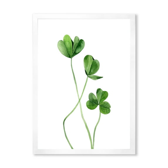 Designart 'Field Green Plant Detail Clover' Farmhouse Framed Art Print