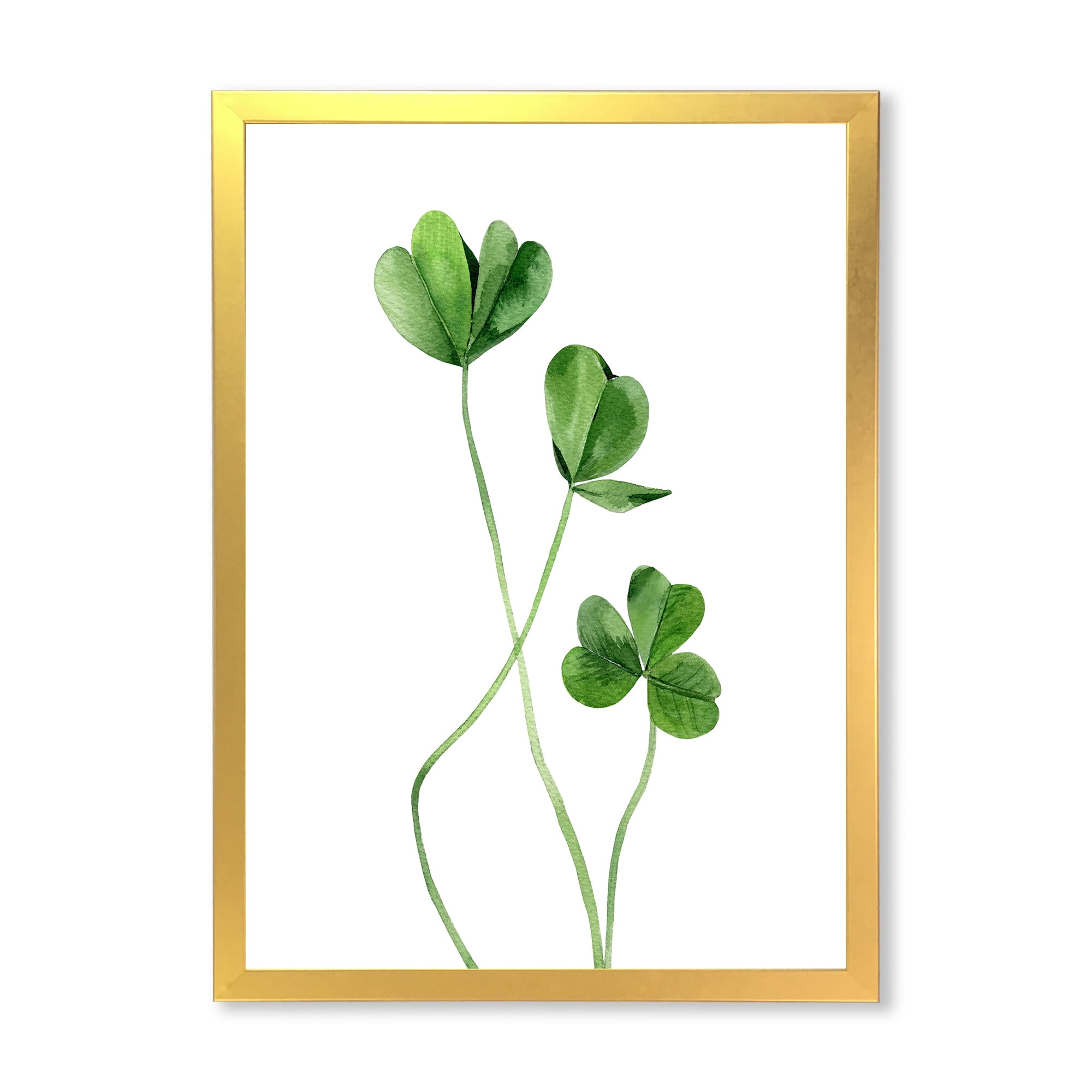 Designart 'Field Green Plant Detail Clover' Farmhouse Framed Art Print