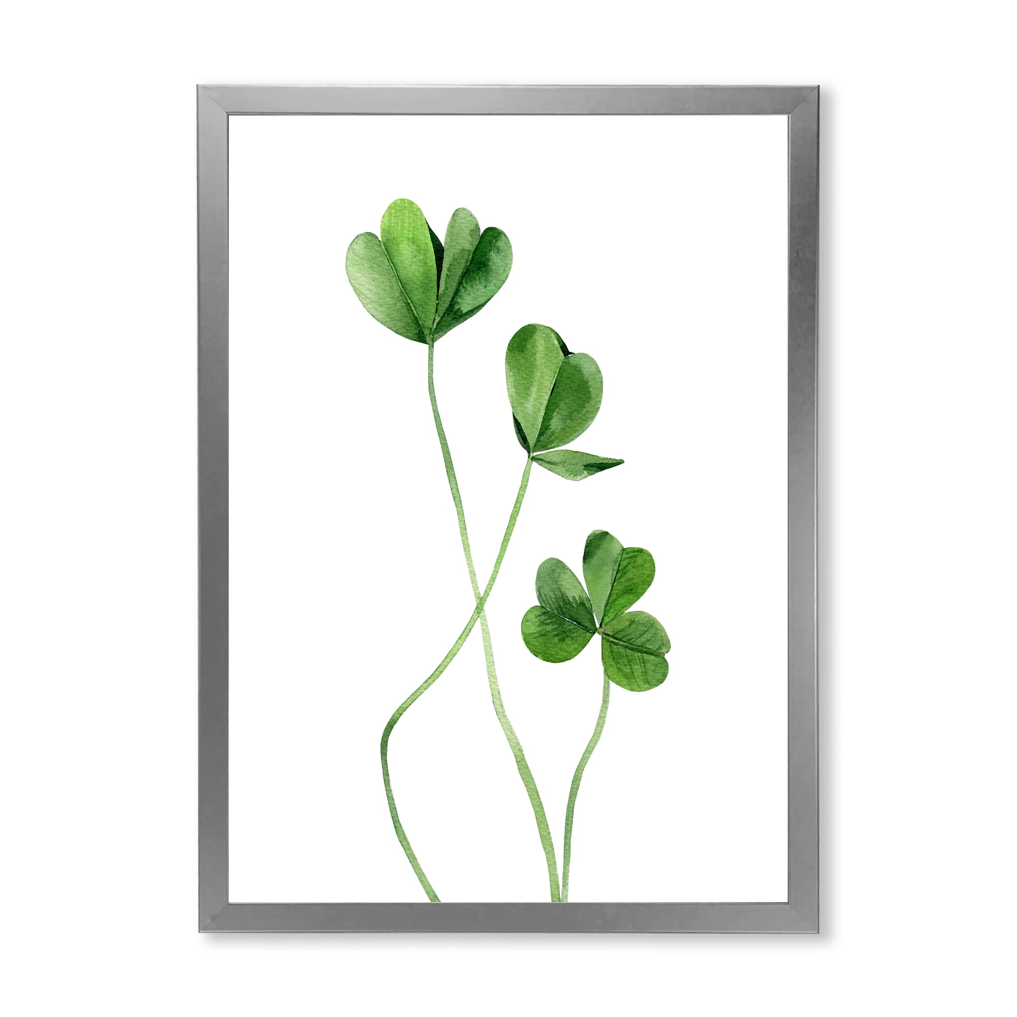Designart 'Field Green Plant Detail Clover' Farmhouse Framed Art Print