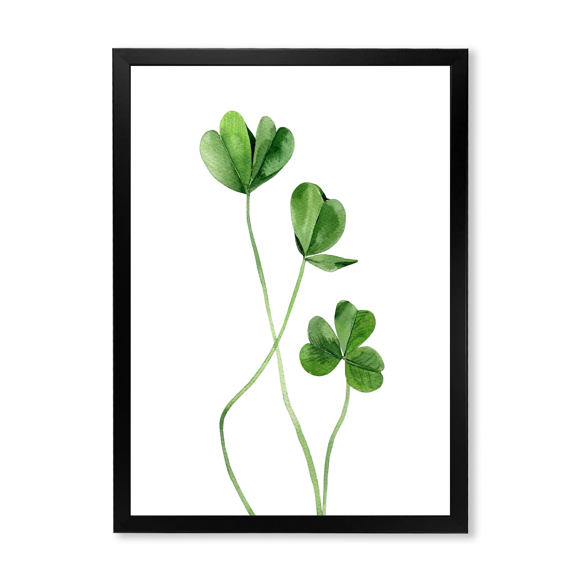 Designart 'Field Green Plant Detail Clover' Farmhouse Framed Art Print