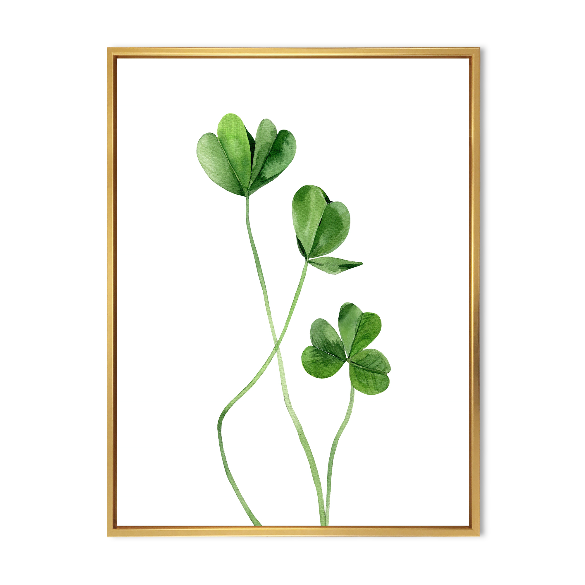 Designart 'Field Green Plant Detail Clover' Farmhouse Framed Canvas Wall Art Print