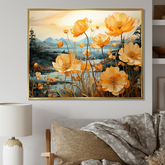 Designart "Field Of Perfect Passion I" Flower Floater Framed Canvas Prints