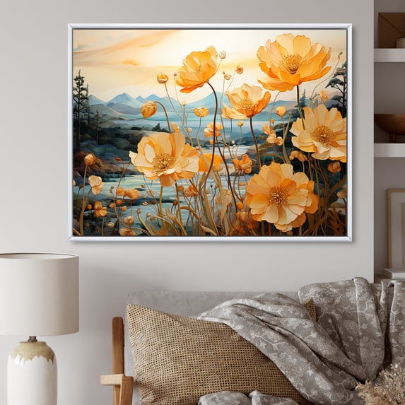 Designart "Field Of Perfect Passion I" Flower Floater Framed Canvas Prints