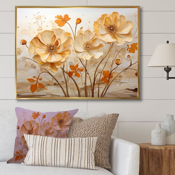 Designart "Field Of Perfect Passion II" Flower Floater Framed Wall Decor