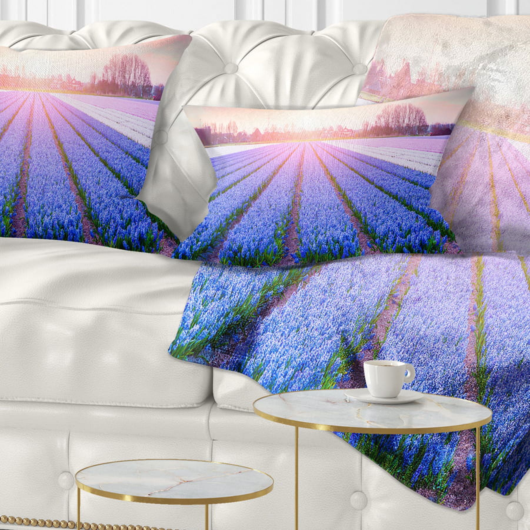 Designart Field of Blooming Hyacinth Flowers - Abstract Throw Pillow - 12x20