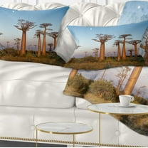 Designart Field of Boababs under Clam Sky - African Landscape Printed Throw Pillow - 12x20