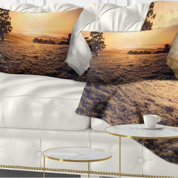 Designart Field of Dreams Panorama - Landscape Printed Throw Pillow - 12x20