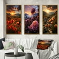 thumbnail image 1 of Designart "Fields of Dreams in Coral Wildflowers" Floral Framed Wall Art Set Of 3 - Coral Wildflowers Frame Gallery Wall Set For Home Decor, 1 of 7