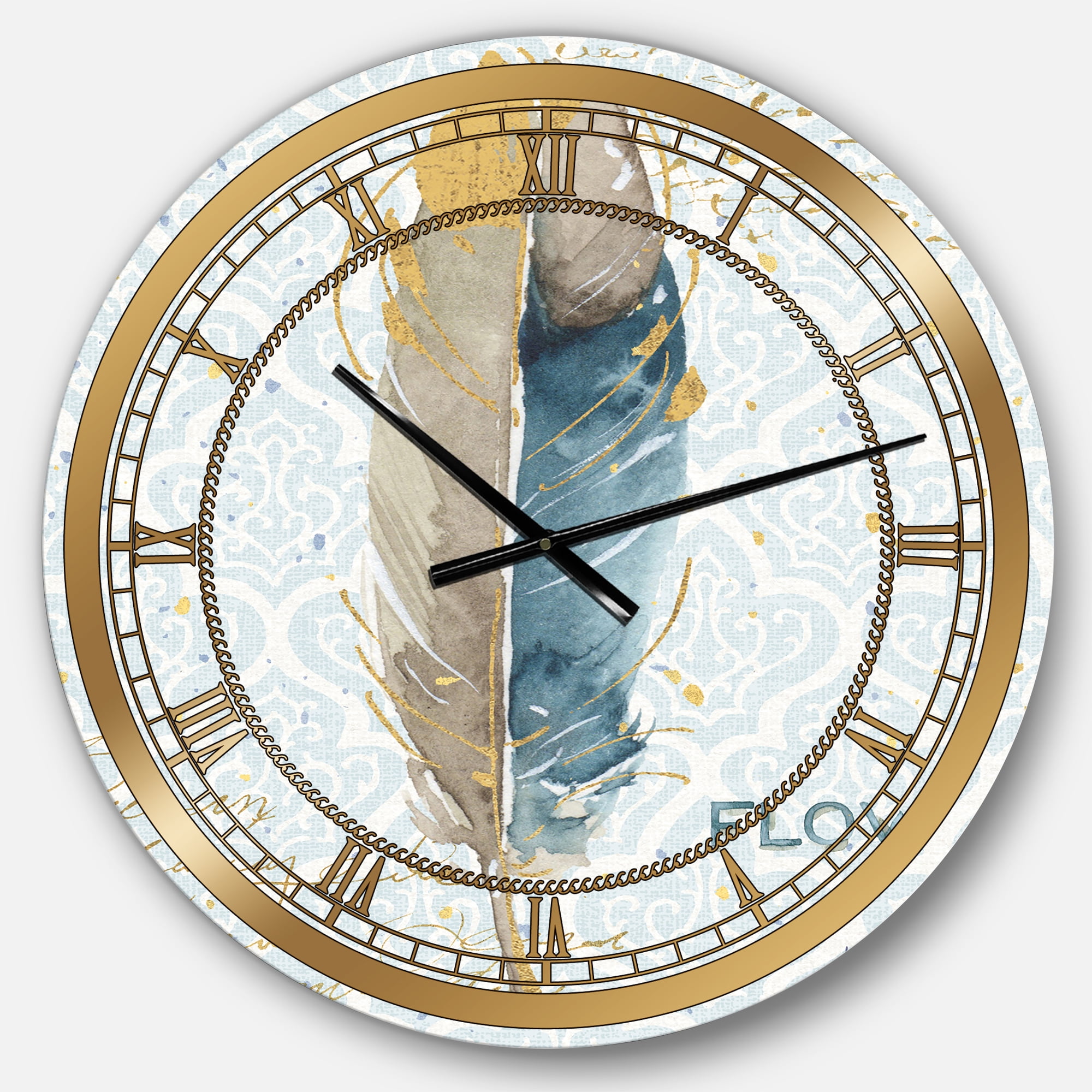 Designart 'Fields of Gold Watercolor Flower IV' Metal Wall Clock