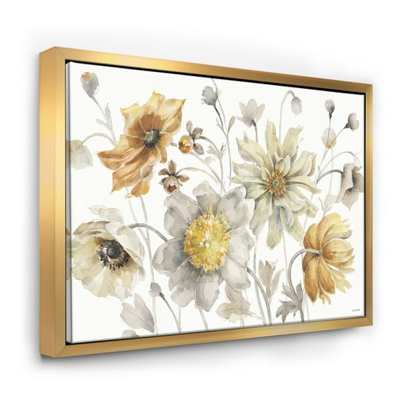Designart ' Fields of Gold Watercolor Flower VII ' Traditional Framed Canvas