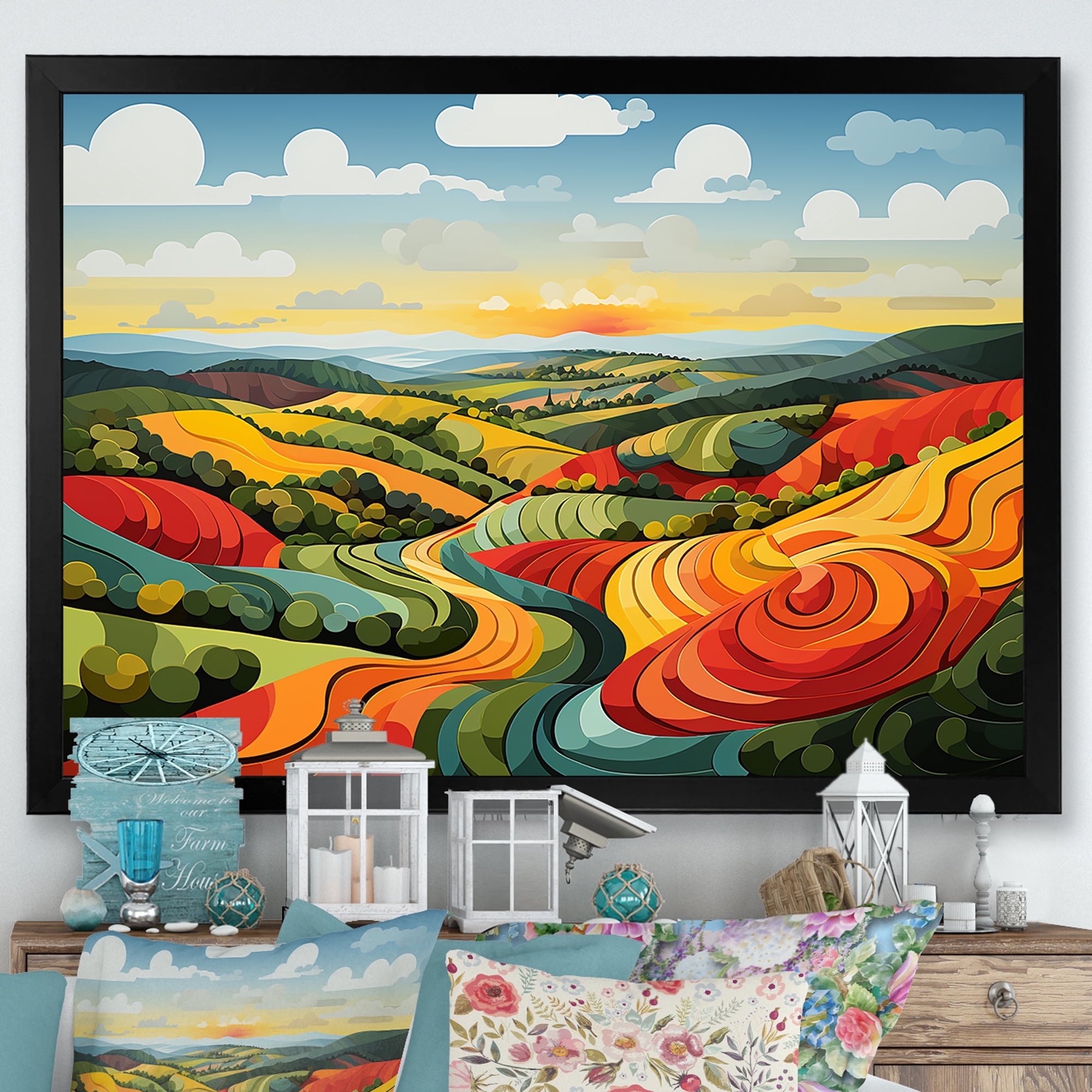 Designart "Fields of Serenity Minimalist Multicolor I" Landscapes ...