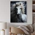 thumbnail image 1 of Designart "Fierce Intensity White Horse" Animals Floater Framed Canvas Print, 1 of 7