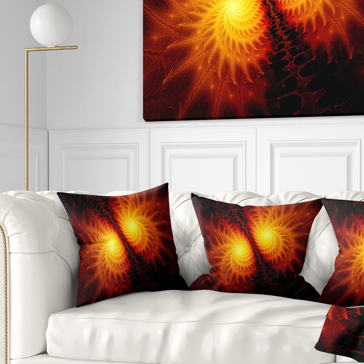 Designart Fiery Wings of Dragon - Abstract Throw Pillow - 18x18