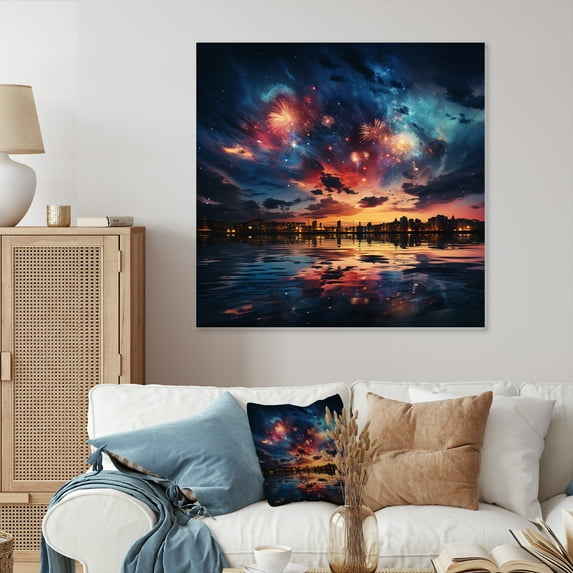 Designart "Finally, Bursting Fireworks" Fireworks Metal Wall Art Prints