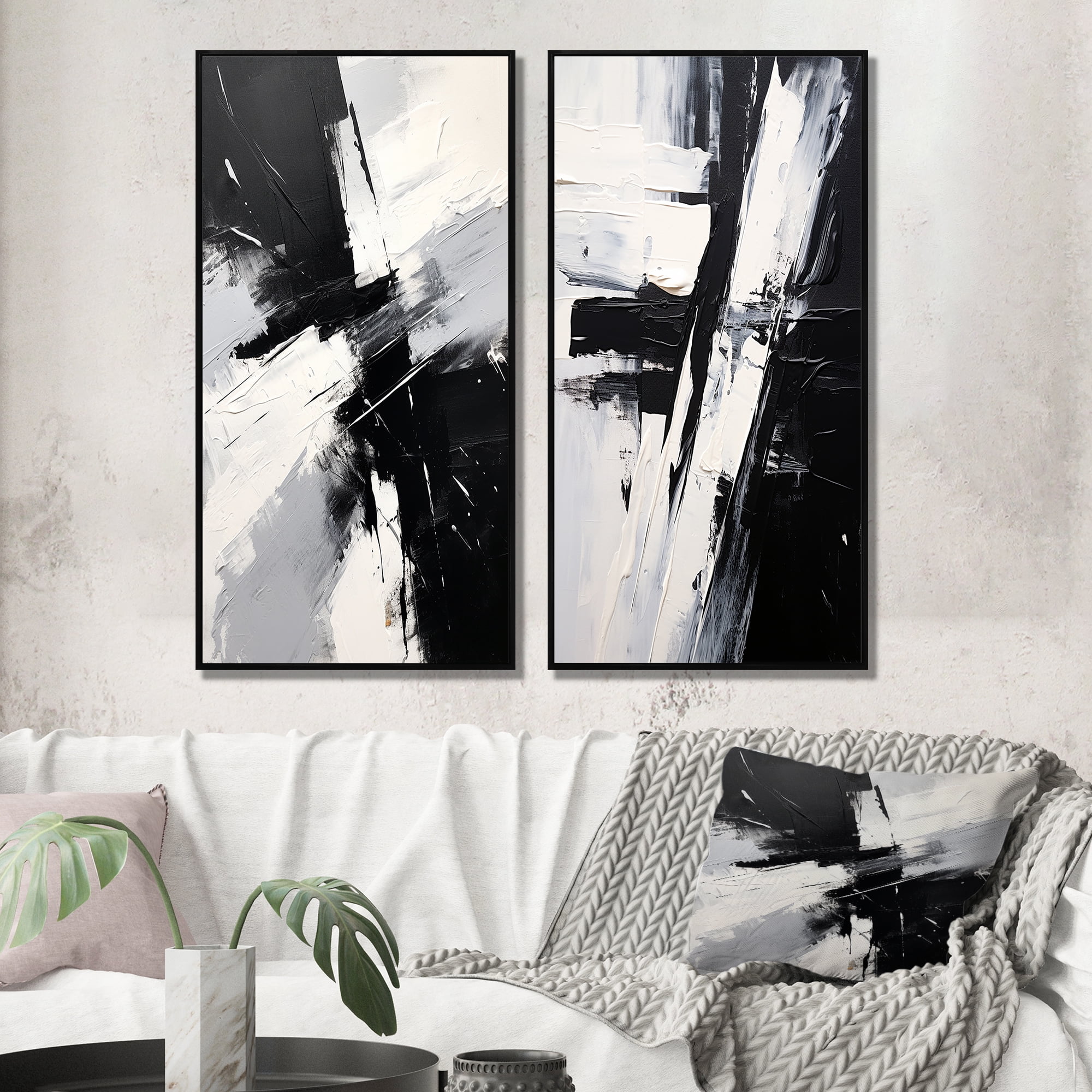 Designart "Finding Equilibrium Minimal Black and White Art I" Abstract ...