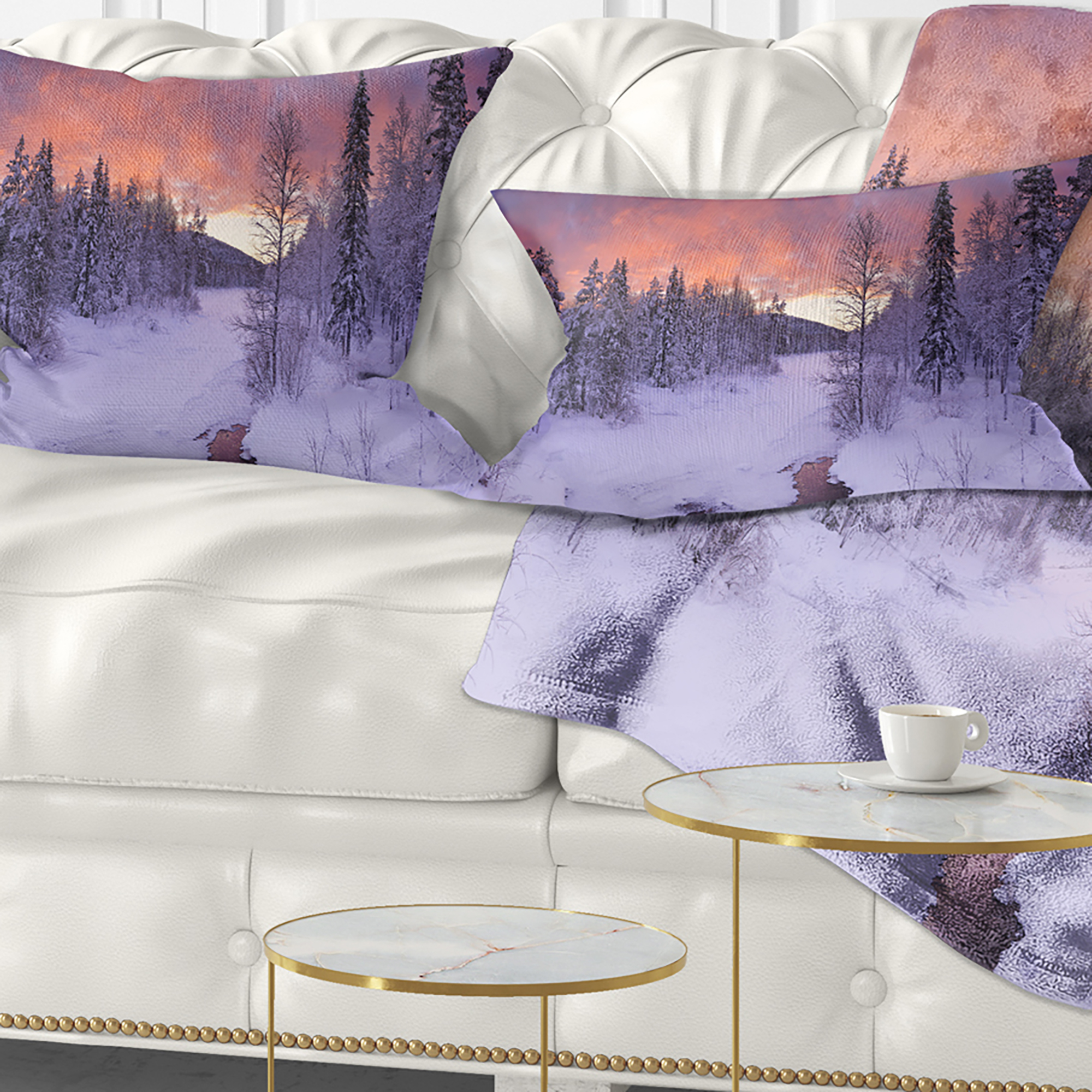 Designart Finnish Lapland Trees in Winter - Landscape Printed Throw Pillow - 12x20