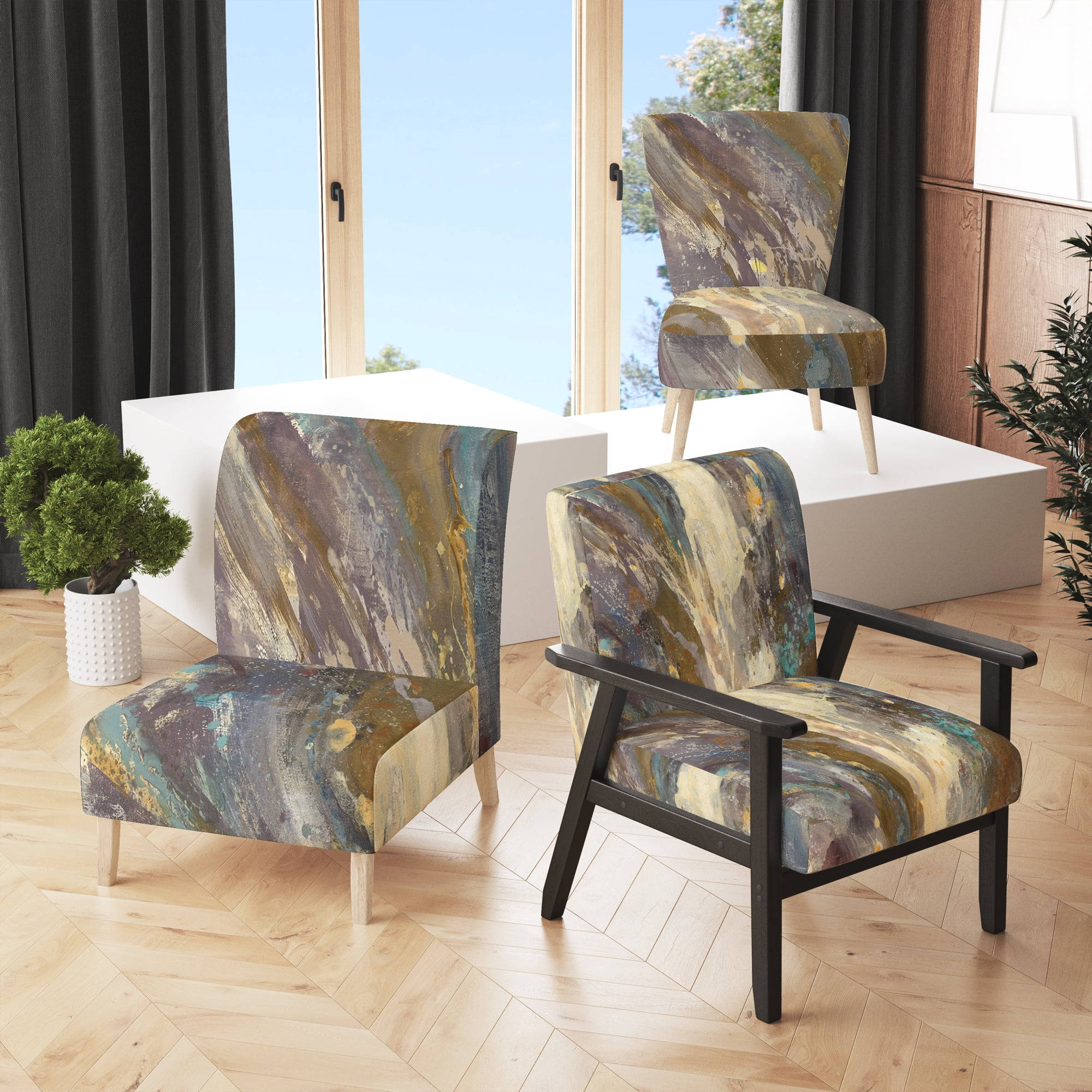 Curated visual reference: Mineral Farmhouse Decor Inspiration Reference: Designart Fire And Ice Minerals Iv Upholstered Farmhouse Accent Chair