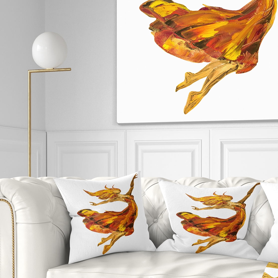 Designart Fire Ballerina - Portrait Throw Pillow - 16x16