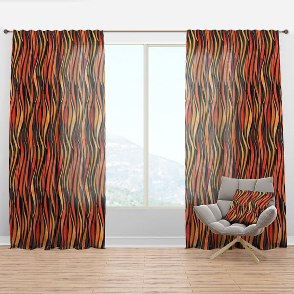 Designart 'Fire Flame Pattern On Black' Modern & Contemporary Curtain Panel