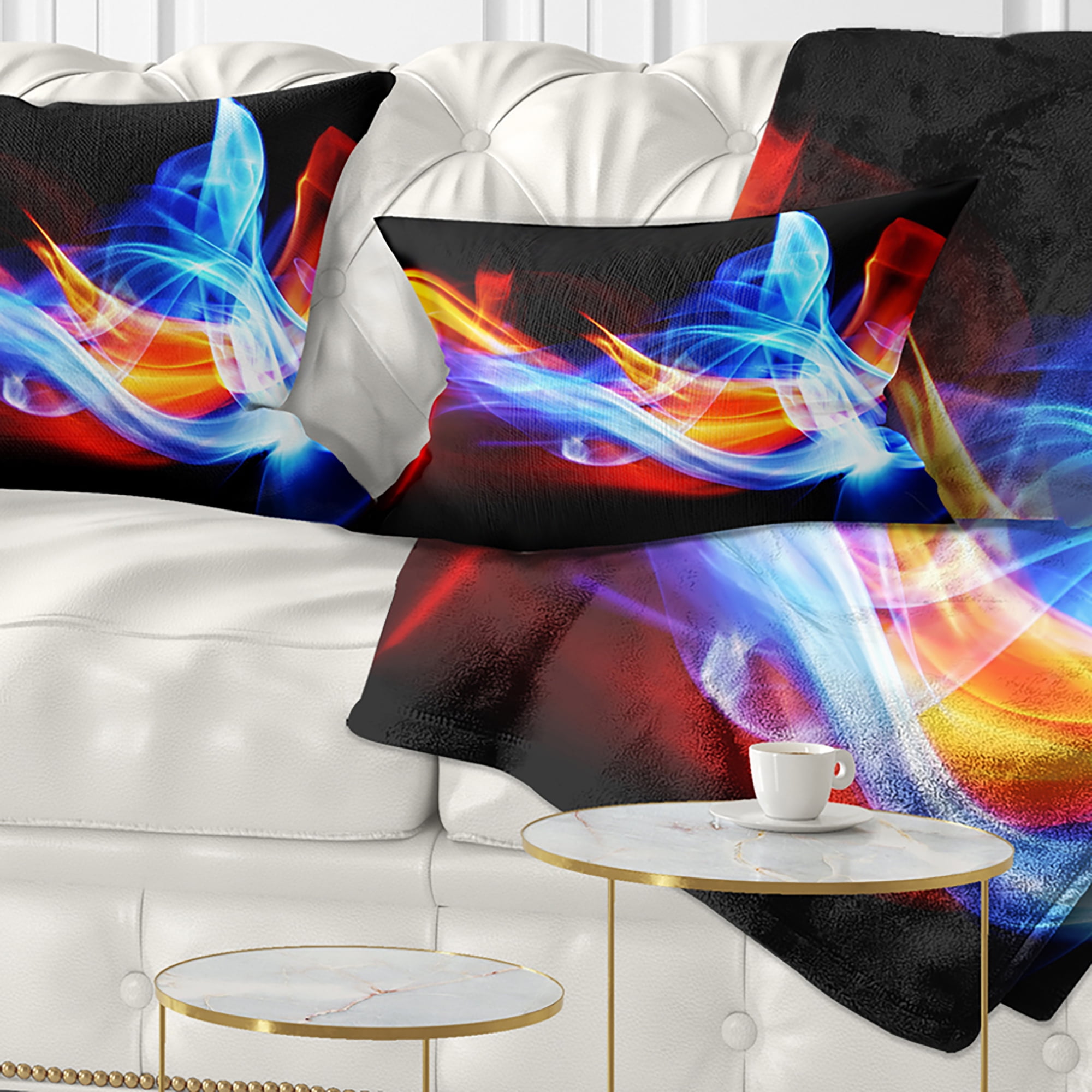 Designart Fire and Ice - Abstract Throw Pillow - 12x20