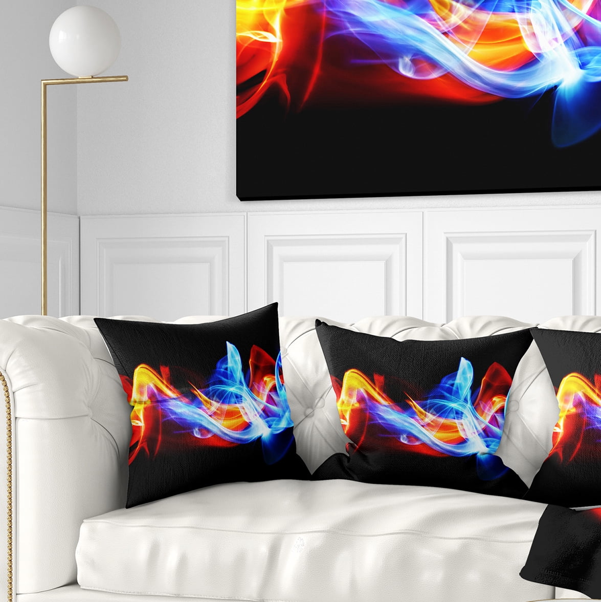 Designart Fire and Ice - Abstract Throw Pillow - 18x18