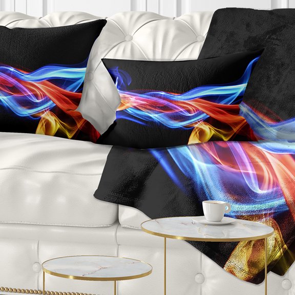 Designart Fire and Ice Design Abstract - Abstract Throw Pillow - 12x20