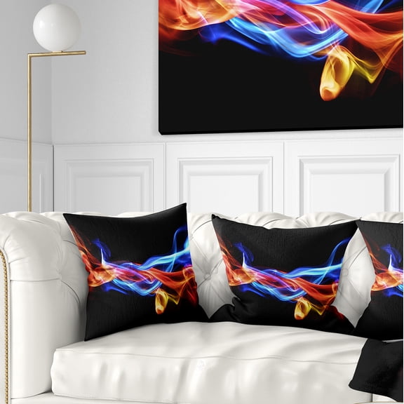 Designart Fire and Ice Design Abstract - Abstract Throw Pillow - 16x16