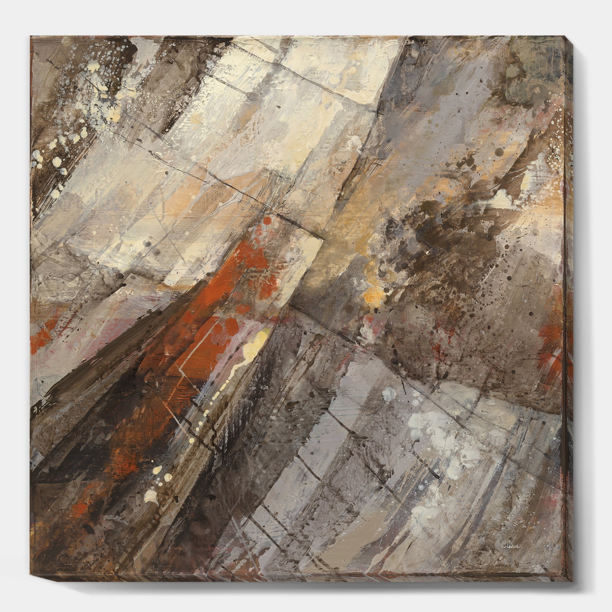 Designart 'Fire and Ice Minerals III' Farmhouse Canvas Art