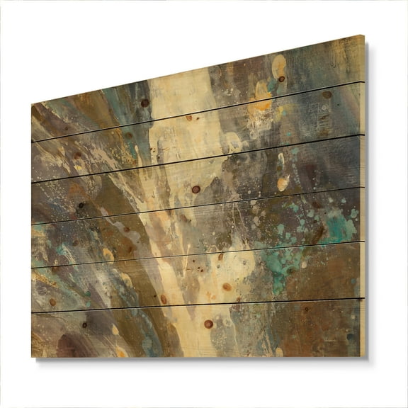 Designart 'Fire and Ice Minerals IV' Farmhouse Print on Natural Pine Wood