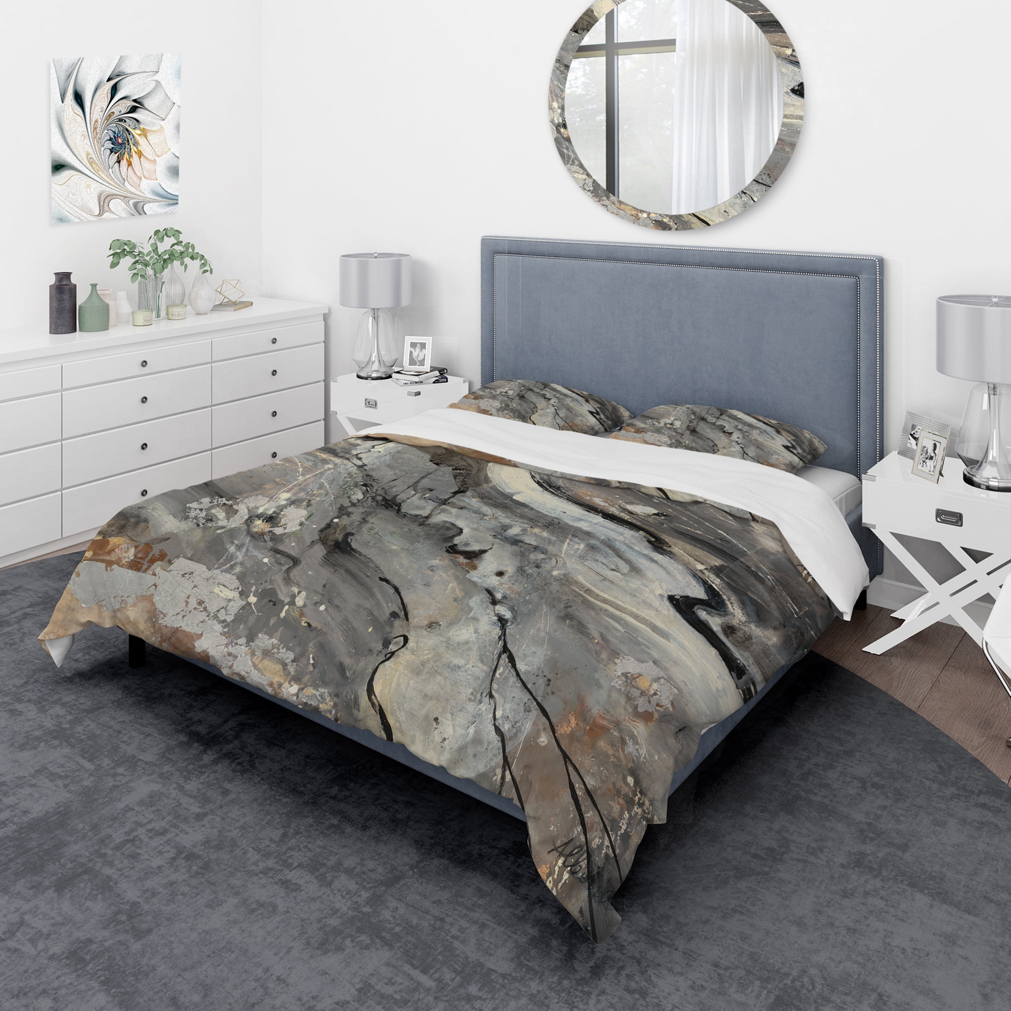 Designart 'Fire and Ice Minerals V' Geometric Duvet Cover Set