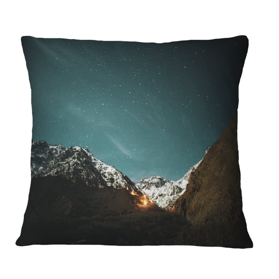 Designart Fire in Rugged Mountains - Landscape Printed Throw Pillow - 16x16