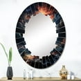thumbnail image 1 of Designart "Fireworks in the Celestial Galaxy V" Galaxies Round Wall Mirror - Fantasy Oval Printed Decorative Oversized Mirror - Multiple Color Options, 1 of 4