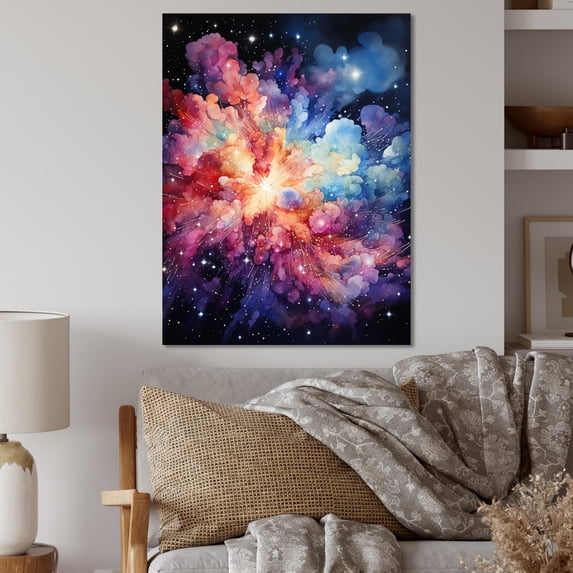 Designart "Fireworks in the Celestial Galaxy I" Galaxies Metal Wall Art