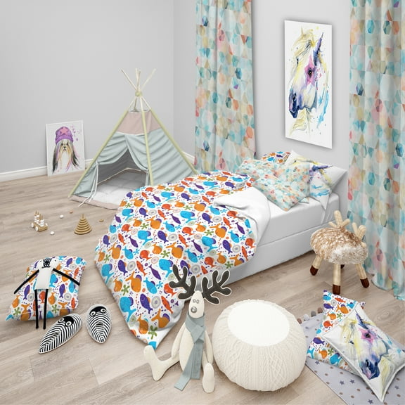 Designart 'Fish Pattern' Duvet Cover Set
