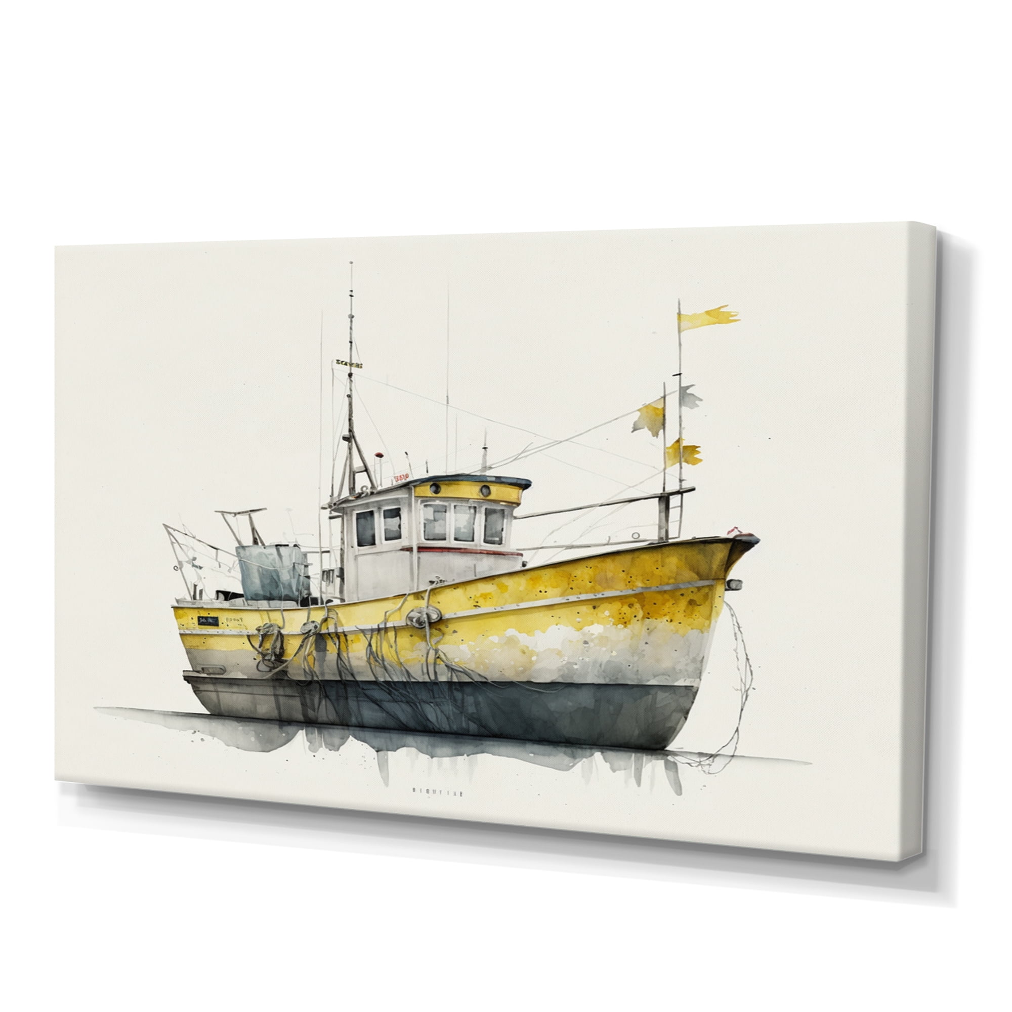 Designart Fisherman'S Boat In The Snow III Canvas Wall Art