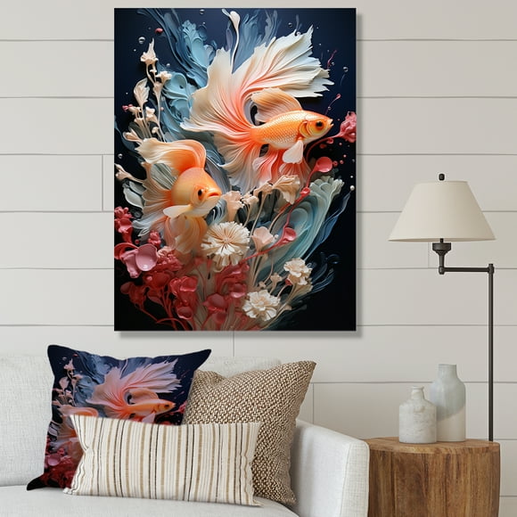 Designart "Fishes In Minimalist Aquariums" Aquariums Wall Decor