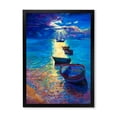 thumbnail image 1 of Designart 'Fishing Boats On The Water With Dark Blue Sky Illustration' Lake House Framed Art Print, 1 of 4