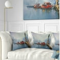 thumbnail image 1 of Designart Fishing Boats in Harbor - Landscape Painting Throw Pillow - 18x18, 1 of 5