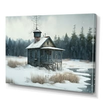 Designart Fishing House By The Lake II Canvas Wall Art