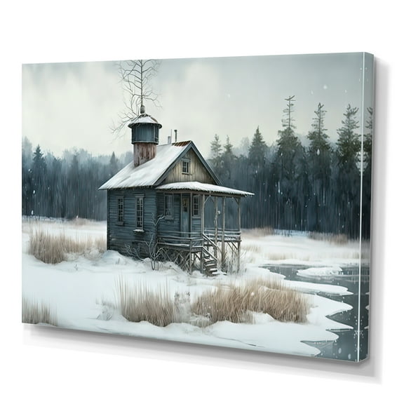 Designart Fishing House By The Lake II Canvas Wall Art