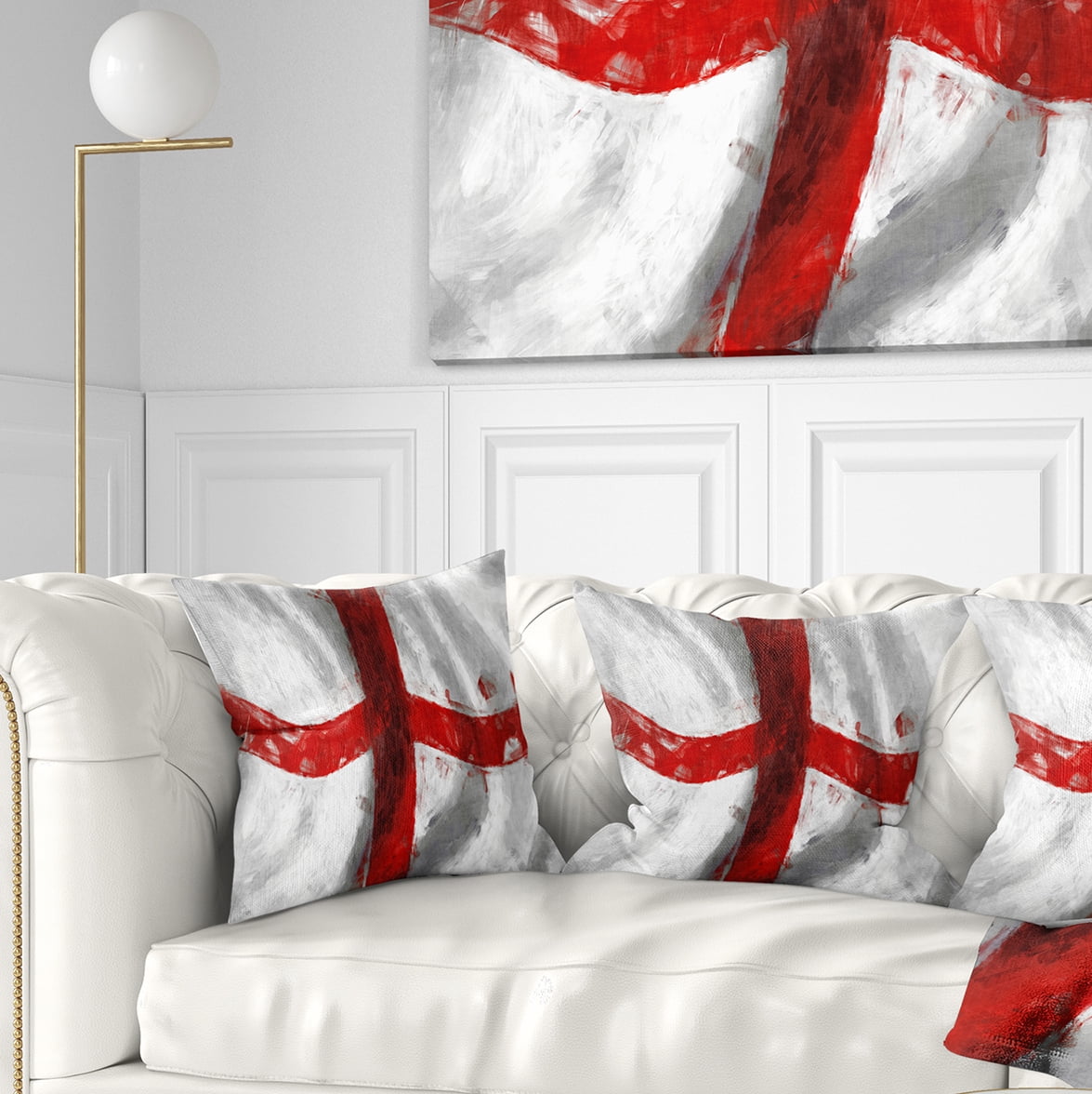 Designart Flag of England - Contemporary Throw Pillow - 16x16