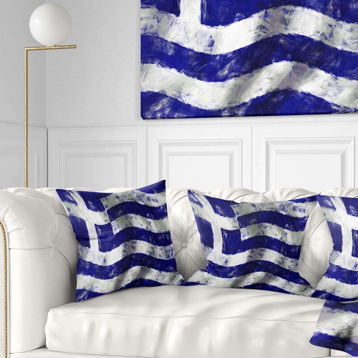 Designart Flag of Greece - Contemporary Throw Pillow - 18x18