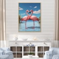 thumbnail image 1 of Designart "Flamingo Couple on the Beach I" Coastal Framed Wall Art - Coastal Pink Coastal Tropical Living Room Framed Canvas Art, 1 of 6