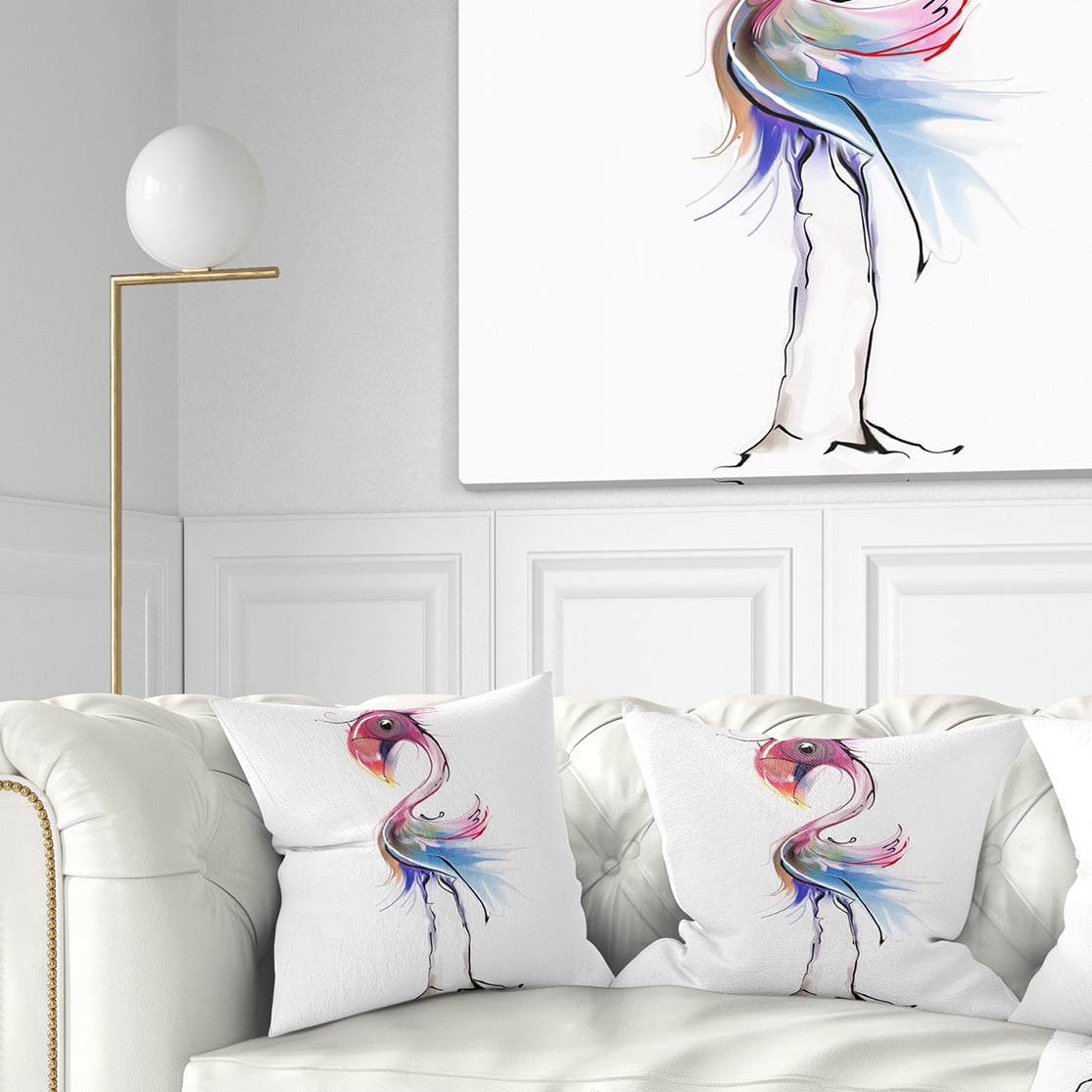 Designart Flamingo Illustration - Animal Throw Pillow - 16x16