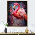 thumbnail image 1 of Designart "Flamingo Intense Fuchsia Artdeco" Animals Floater Framed Canvas Art Print, 1 of 7