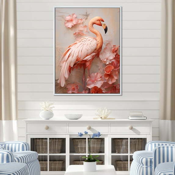 Designart "Flamingo Paradise Reverie" Animals Flamingo Floater Framed Canvas Art Print