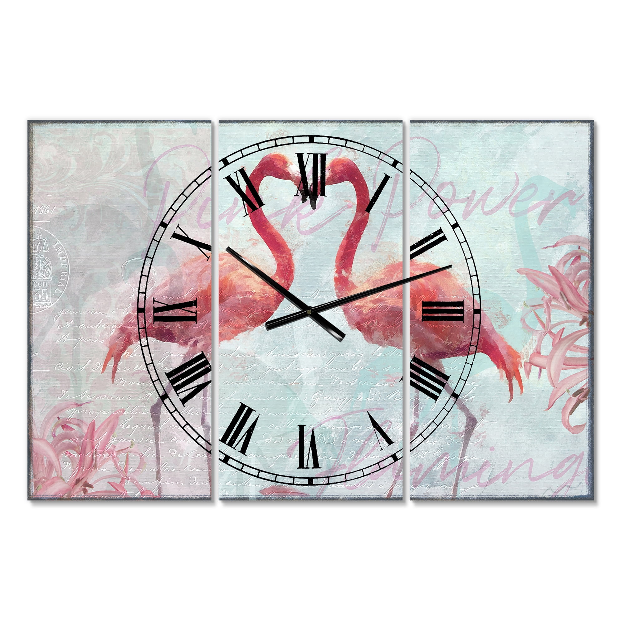 Designart 'Flamingo Power' Oversized Cottage Wall Clock