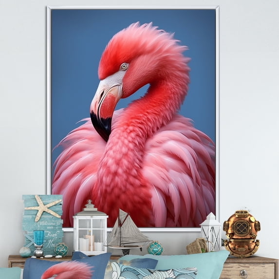 Designart "Flamingo Retreat I" Animals Flamingo Floater Framed Wall Art Prints