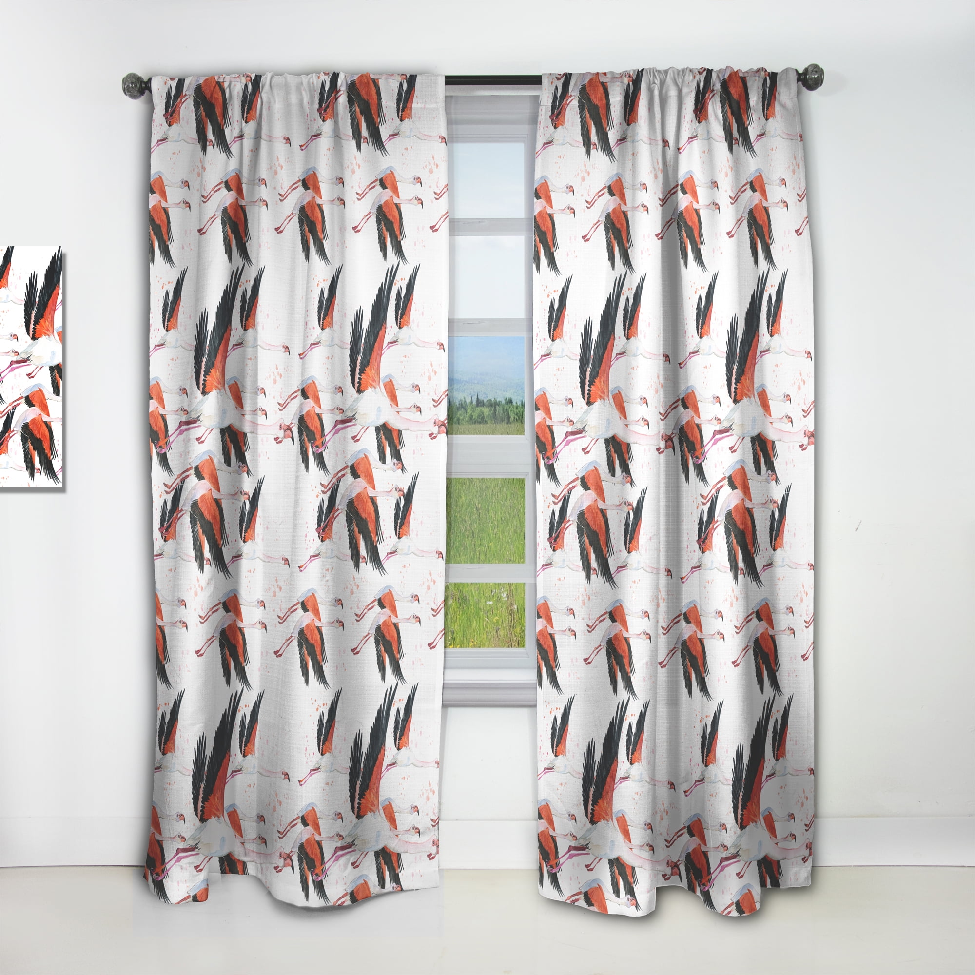 Designart 'Flamingo Tropical Collage' Animals Curtain Panel